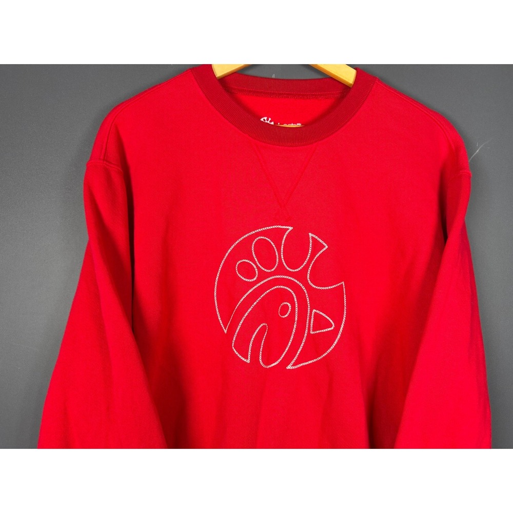 Oobe Chick-fil-A Size Large Red Embroidered Logo Crewneck Sweatshirt